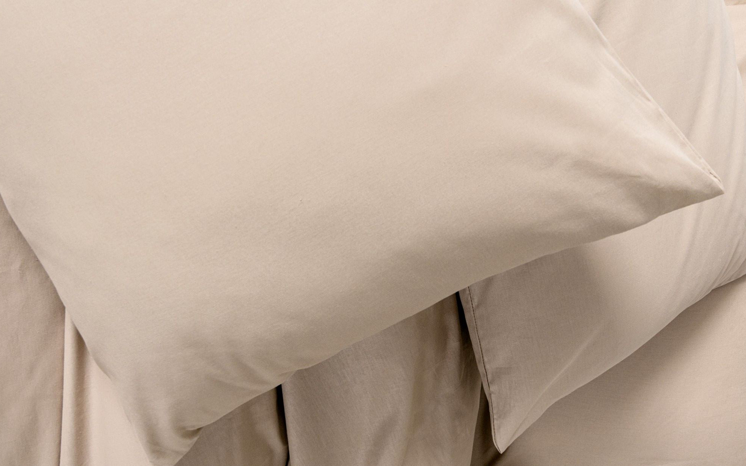 4 предмета 200/220 см.; Ранфорс 100% Хлопок Постельное белье Plain Beige, бежевый  3